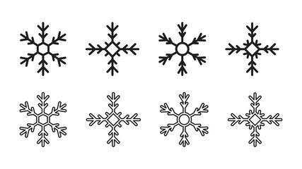 Snowflakes icons set. Winter or Christmas decorations. Vector