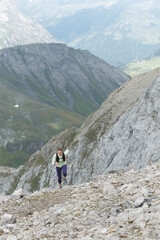Fototapeta na wymiar Women trail running in the European alps of Austria