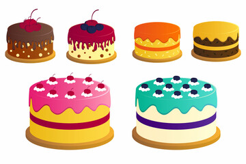 set of birthday cake, celebration cake