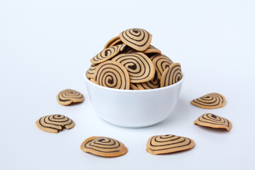 Kue Kuping Gajah, traditional cookies from Indonesia. Sweet and crunchy, unique spiral pattern....