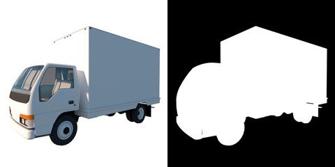 Cargo Van Truck 2- Perspective F view white background alpha png 3D Rendering Ilustracion 3D	