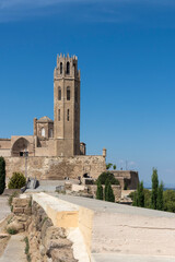 Fototapeta na wymiar Lleida cathedral one hot summer day