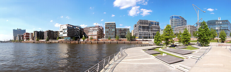 Fototapeta premium Hamburg City - Hafencity Panorama in Summer