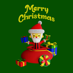 3d illustration merry christmas and santa claus and gift box