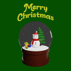 3d illustration snowman and santa claus merry christmas