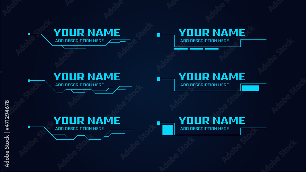 Aufkleber digital callouts titles. set of hud futuristic sci fi frame template. layout element for web, brochu