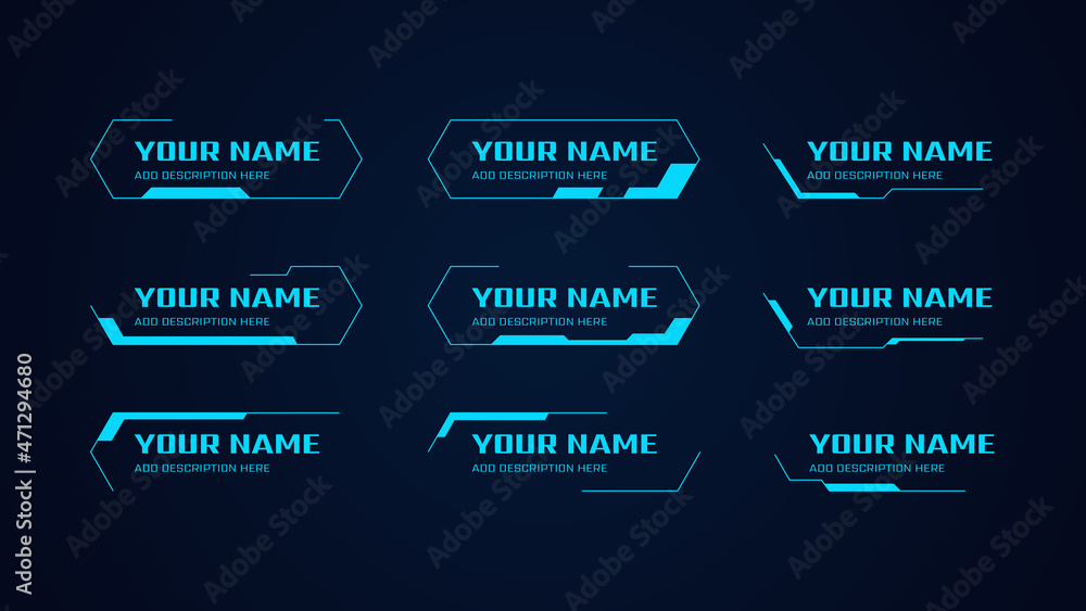 Aufkleber set of sci fi modern user interface elements. futuristic abstract hud. good for game ui. lower third
