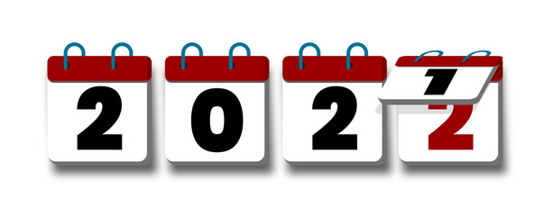 New Year 2022 with square calendar concept. clean modern. symbolic of the change year