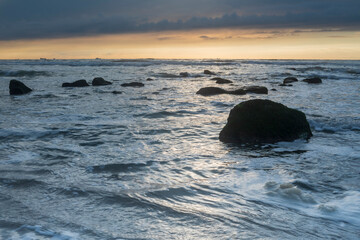 Fototapeta na wymiar moody seascape along the Dutch coast