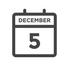 December 5 Calendar Day or Calender Date for Deadlines or Appointment