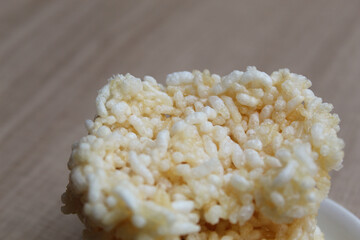 Rengginang, traditional crackers from Indonesia, made from sticky rice which dried then fried. Close up texture