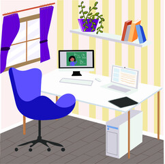 interior of the home office for online education and work
