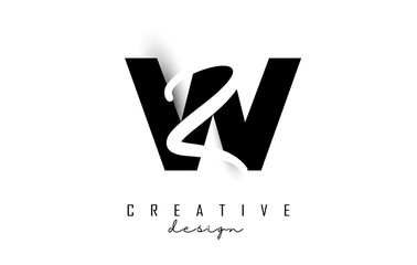Letters WZ logo with a minimalist design. Letters W and Z with geometric and handwritten typography. Creative Vector Illustration with letters.