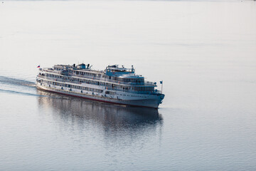 Motor ship on the Volga river