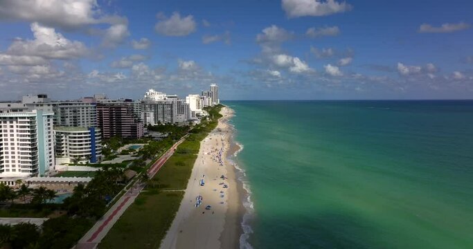 Erosion in Miami Beach. 5k drone stock footage
