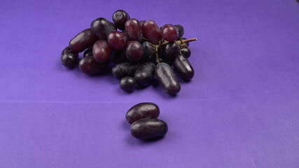 Natural organic different types of fresh ripe juicy grapes and space for text on table. top view, Agriculture concepts.