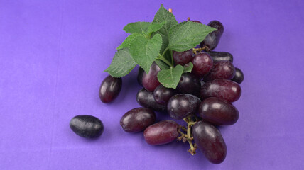 Natural organic different types of fresh ripe juicy grapes and space for text on table. top view, Agriculture concepts.