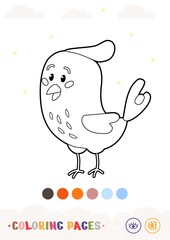 Cartoon blue bird with crest colorless contour