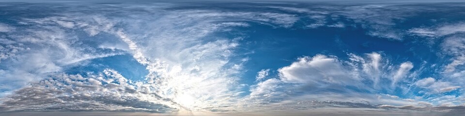 Seamless 360 degree spherical panorama of the evening sky. Ready for use in 3D graphics as sky...