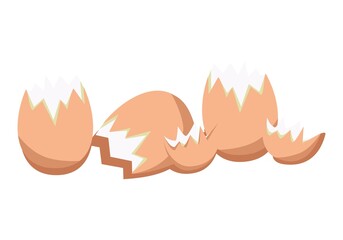 Egg shells. Broken egg. Vector cartoon drawing. For collage in web design on culinary theme. Hand-drawn.