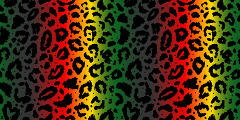 Vector seamless pattern with colored leopard print. Animal print. Cheetah print on neon background. © olga_milagros
