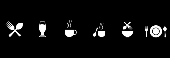 rest area icon set, restaurant icon set, rest area and restaurant sign symbol