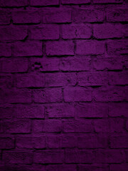 Fototapeta na wymiar close up shot at the surface of dark violet bumpy brick pattern wall with stamped of dog footprint. artificial stone brick wall texture for loft, industrial concept design. high defination image.