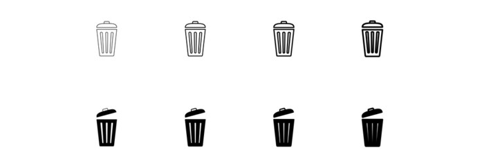set trash can icon, set delete icon symbol
