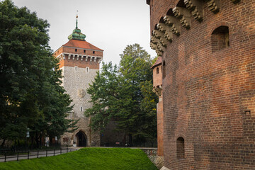 St. Florian's gate, it was built in XIV century in a historical part of Krakow. - obrazy, fototapety, plakaty