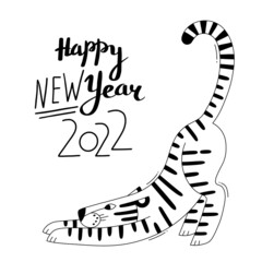 The Tiger is the Zodiac Symbol of the 2022 New Year. Vector illustration - 471302240