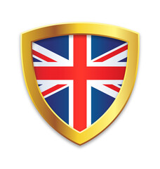 shield gold edge with uk united kingdom flag