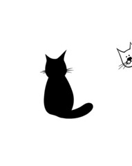 funny black and white cat illustration