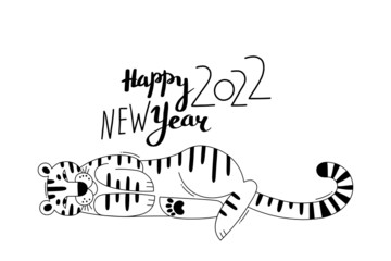 The Tiger is the Zodiac Symbol of the 2022 New Year. Vector illustration - 471302893