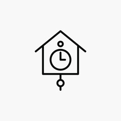 Clock, cuckoo clock line icon, vector, illustration, logo template. Suitable for many purposes.
