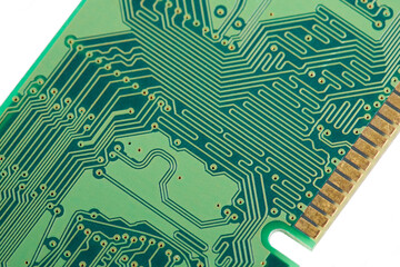 RAM memory. Chip close up , microelectronics , RAM macro , computer circuit on a white background. Operative memory for notebook or laptop computer, monoblock, isolated on white background 