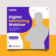 Digital marketing live webinar and corporate social media post