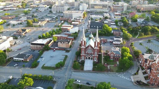 Macon, Georgia, Downtown, Aerial View, Saint Joseph Catholic Church