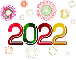 happy new year, colored 2022 numbers, design elements for new year decor, 2022 vector