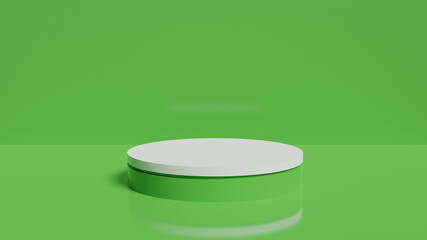 Single 3D Podium green theme for product presentation advertising realistic
