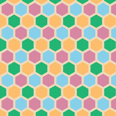 pattern of colored honeycombs on a milky background for children's clothes and bed linen in modern tones