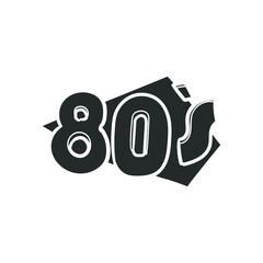 80's Icon Silhouette Illustration. Eighties Vector Graphic Pictogram Symbol Clip Art. Doodle Sketch Black Sign.