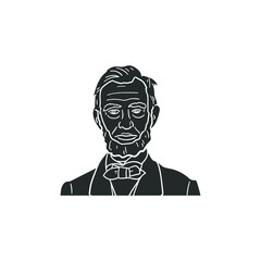 Abraham Lincoln Icon Silhouette Illustration. People Vector Graphic Pictogram Symbol Clip Art. Doodle Sketch Black Sign.