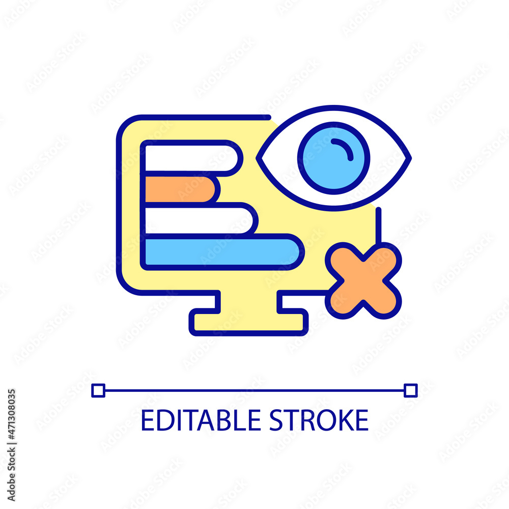 Poster Identify computer problem RGB color icon. Analyze software and system management. Information technologies monitoring. Isolated vector illustration. Simple filled line drawing. Editable stroke