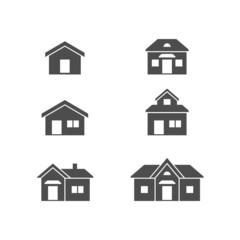 Set glyph icons of house or home