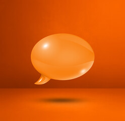 Orange speech bubble on concrete wall square background