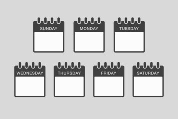 Vector set icon page calendar, days of the week