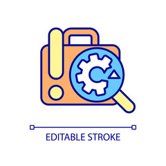 Problem in work RGB color icon. Identify malware for job software. System management. Information technologies monitoring. Isolated vector illustration. Simple filled line drawing. Editable stroke © bsd studio