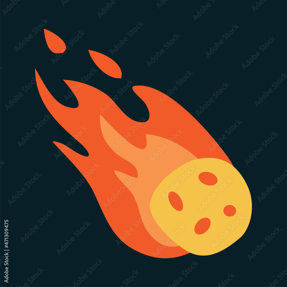 Poster falling comet or meteor as space adventure and galaxy exploring vector illustration