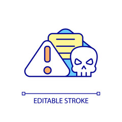 Threat mail RGB color icon. Risk of spam message. Computer communication management. Information technologies monitoring. Isolated vector illustration. Simple filled line drawing. Editable stroke
