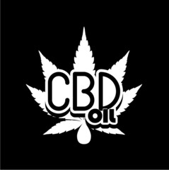 Creative Cannabis Leaf And Hemp Oil Logo Icon isolated on dark background
